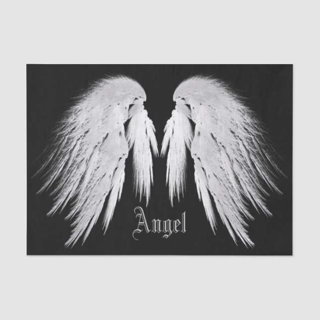 ANGEL WINGS Black Individuelle Name Seidenpapier (Vorderseite)