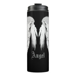 ANGEL WINGS Black Individuelle Name Thermosbecher