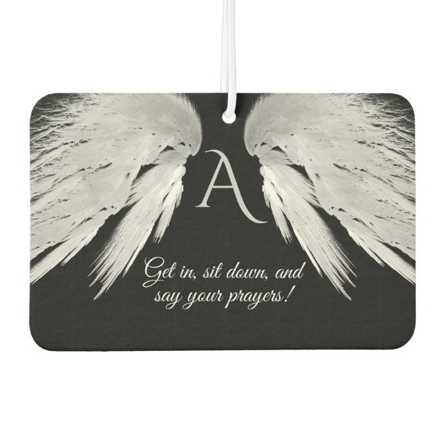 ANGEL WINGS Black Monogram Funny Autolufterfrischer (Vorderseite)