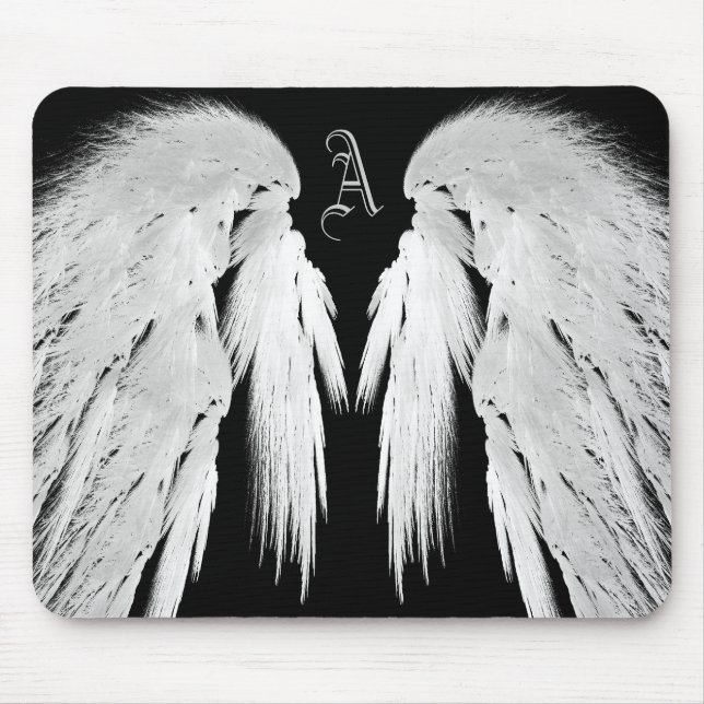 ANGEL WINGS Black Monogram Mousepad (Vorne)