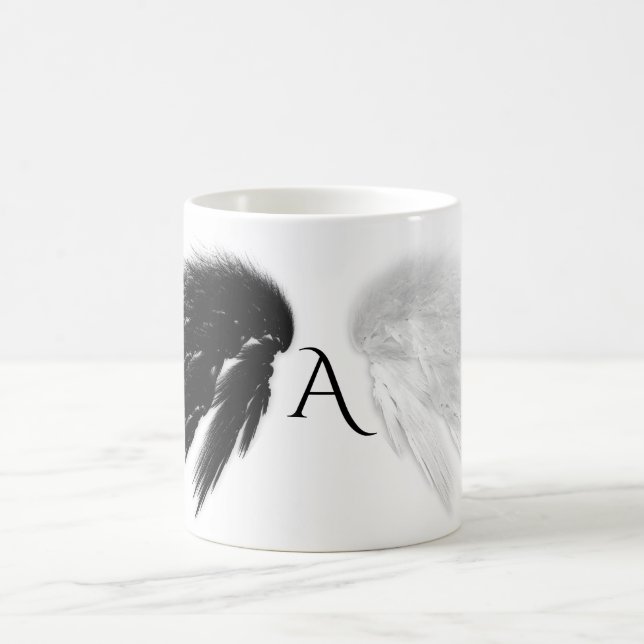 ANGEL WINGS Black + White Monogram Kaffeetasse (Mittel)
