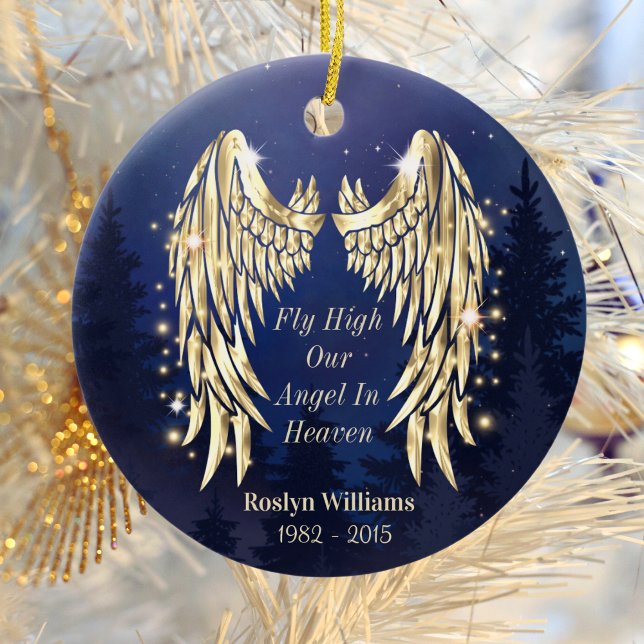 Angel Wings Blue Memorial Erinnerung Weihnachten Keramik Ornament (Von Creator hochgeladen)