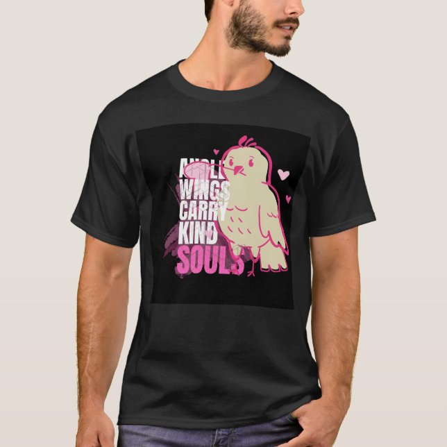 Angel Wings Carry Kind Soul Bird mit Herzbran f T-Shirt (Vorderseite)