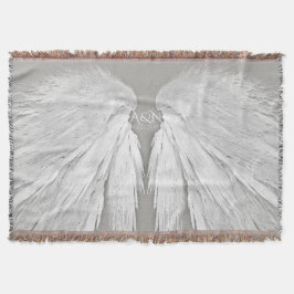 ANGEL WINGS Couple's Initials Elegant Gray Decke