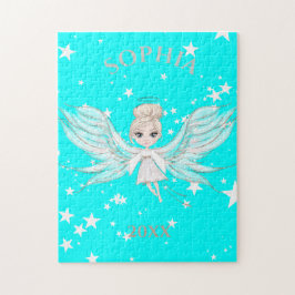 Angel Wings Cute Blue White Jigsaw Puzzle