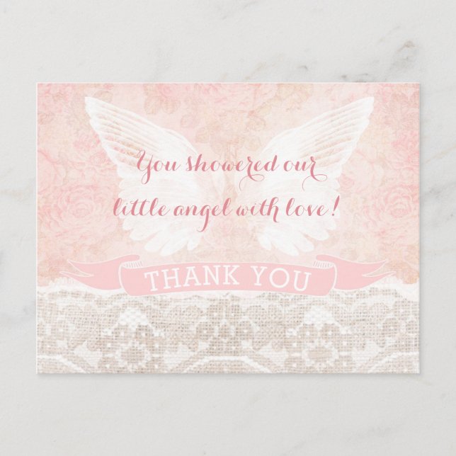 Angel Wings Dankeschön Card Taufe Kinderdusche Postkarte (Vorderseite)