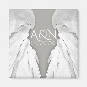 ANGEL WINGS Elegant Gray Save the Date Magnet