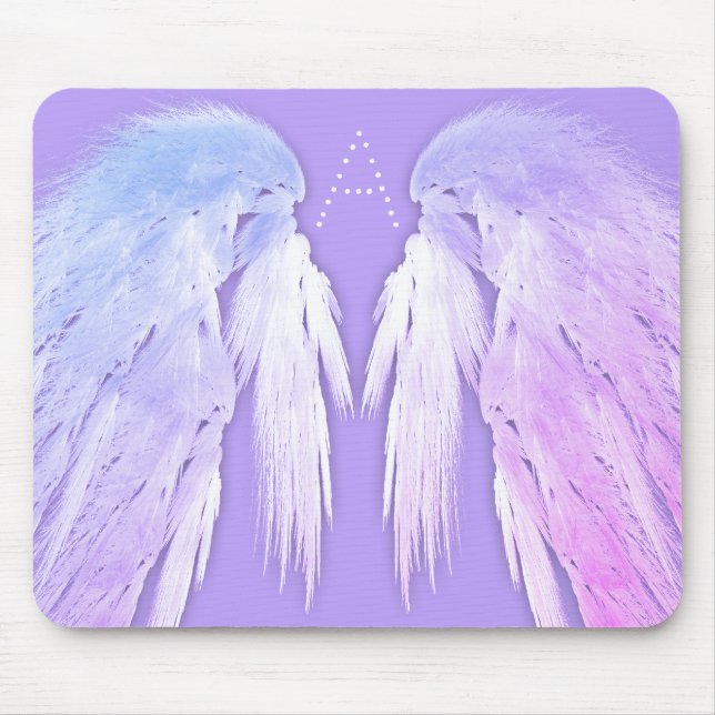 ANGEL WINGS Fairy Lila Monogram Mousepad (Vorne)