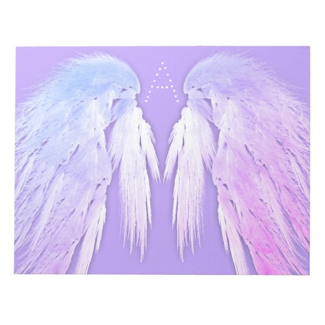 ANGEL WINGS Fairy Lila Monogram Notizblock (Vorderseite)