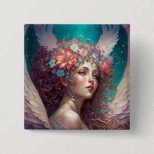 Angel Wings Fantasy Art Button