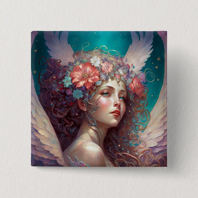 Angel Wings Fantasy Art Button (Vorderseite)