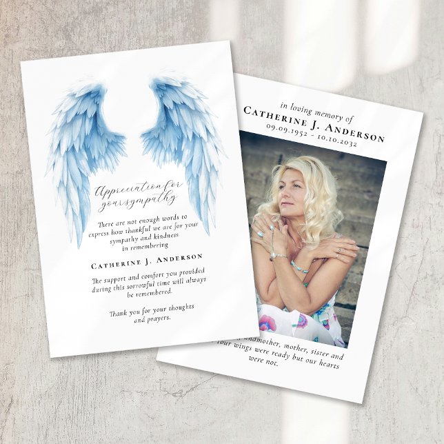 Angel Wings Foto Beileid Beerdigung Gedenkstätte Dankeskarte (Von Creator hochgeladen)