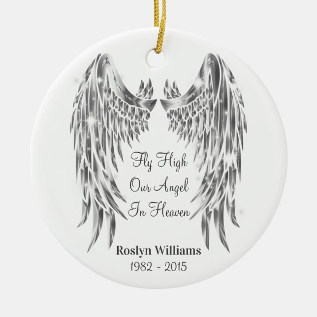 Angel Wings Gedächtnisverlust Loved Ein Weihnachte Keramik Ornament (Vorne)