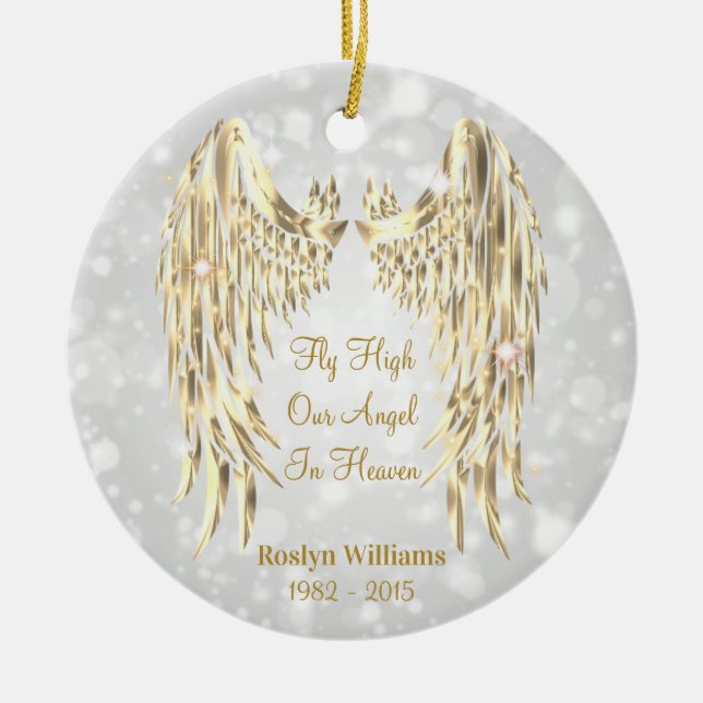 Angel Wings Gedächtnisverlust Loved Ein Weihnachte Keramik Ornament (Vorne)