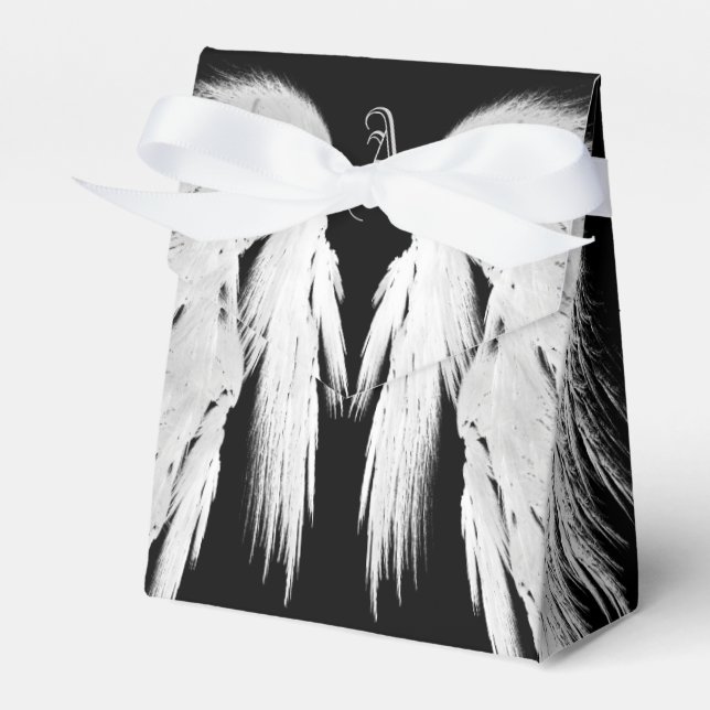ANGEL WINGS Gray Touched Feathers Custom Monogram Geschenkschachtel (Vorderseite)