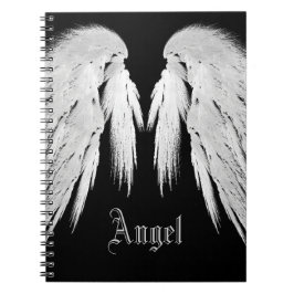 ANGEL WINGS Gray Touched Feathers Individuelle Nam Notizblock