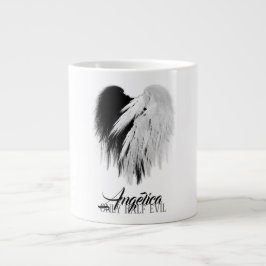 ANGEL WINGS HEART Black+White Nur halb böse Funny Jumbo-Tasse