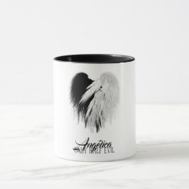 ANGEL WINGS HEART Black+White Nur halb böse Funny Tasse
