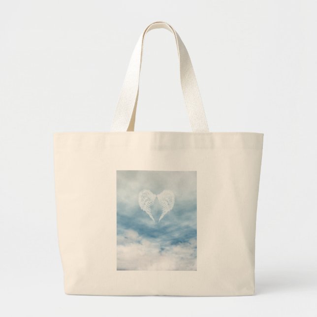 Angel Wings in Cloudy Blue Sky Jumbo Stoffbeutel (Vorne)