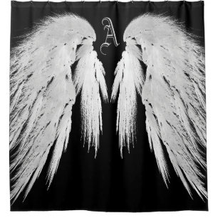 ANGEL WINGS Monogram Black Duschvorhang