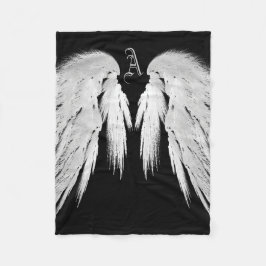 ANGEL WINGS Monogram Black Fleecedecke