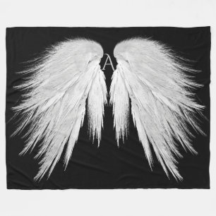 ANGEL WINGS Monogram Black Fleecedecke