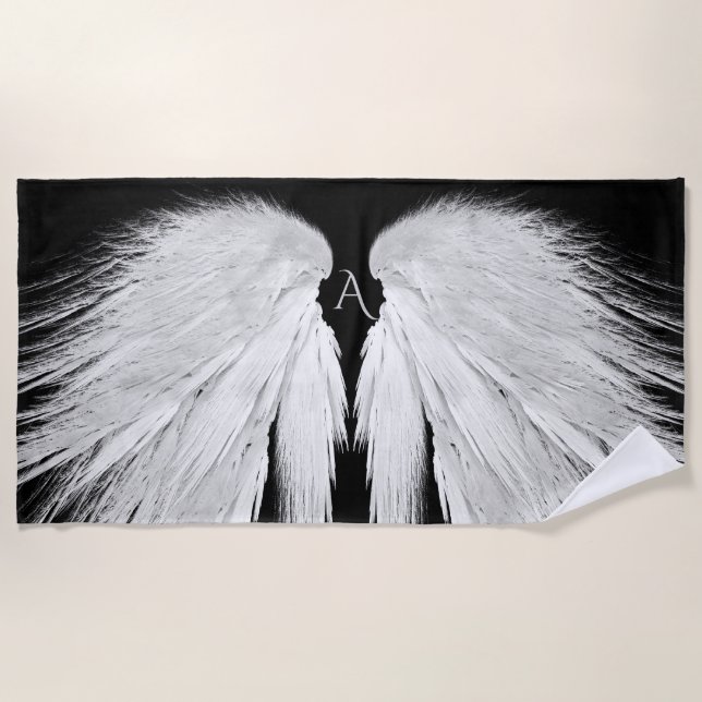 ANGEL WINGS Monogram Black Strandtuch (Vorderseite)