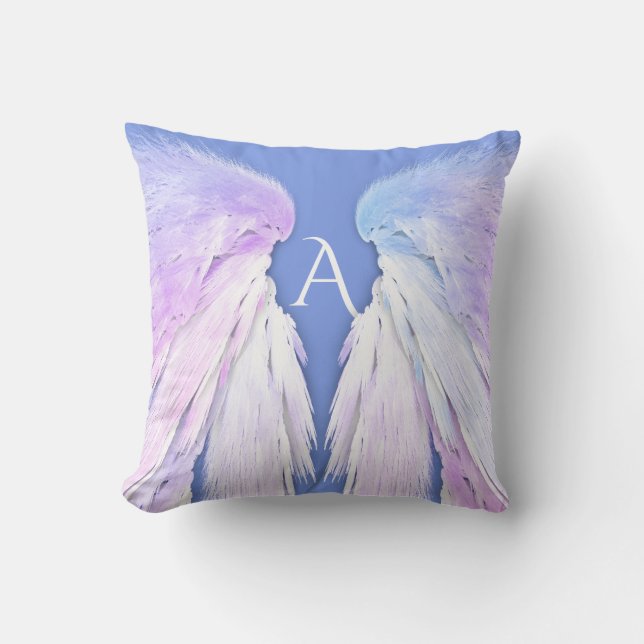 ANGEL WINGS Monogram Blue Pink Dreamy Kissen (Vorderseite)