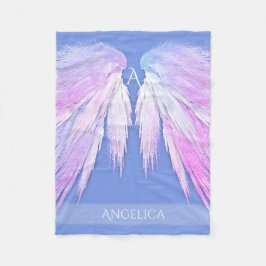 ANGEL WINGS Monogram Dreamy Pink Soft Blue Fleecedecke