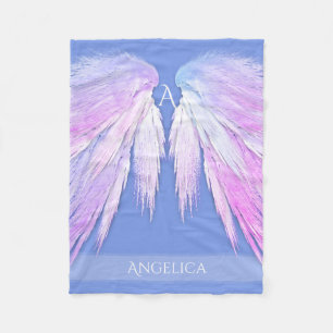 ANGEL WINGS Monogram Dreamy Pink Soft Blue Fleecedecke