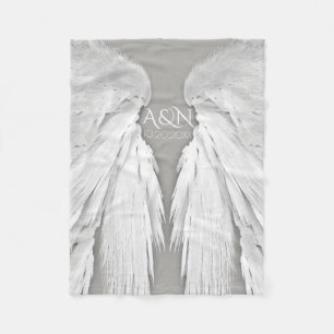 ANGEL WINGS Monogram Elegant Gray Fleecedecke