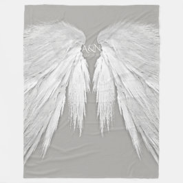 ANGEL WINGS Monogram Elegant Gray Fleecedecke