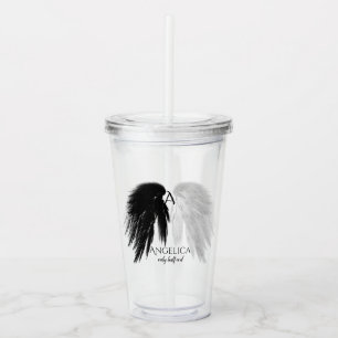 ANGEL WINGS Monogram 'Only Halb Evil' Funny Acryltrinkbecher