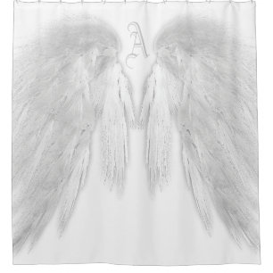 ANGEL WINGS Monogram White Duschvorhang