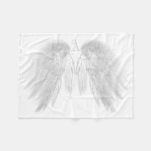 ANGEL WINGS Monogram White Fleecedecke