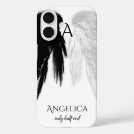 ANGEL WINGS 'Only Halb Evil' Monogram Funny iPhone 16 Hülle