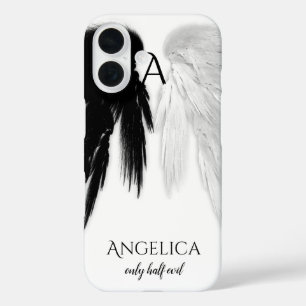 ANGEL WINGS 'Only Halb Evil' Monogram Funny iPhone 16 Hülle