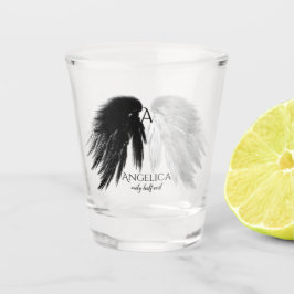 ANGEL WINGS 'Only Halb Evil' Monogram Funny Schnapsglas