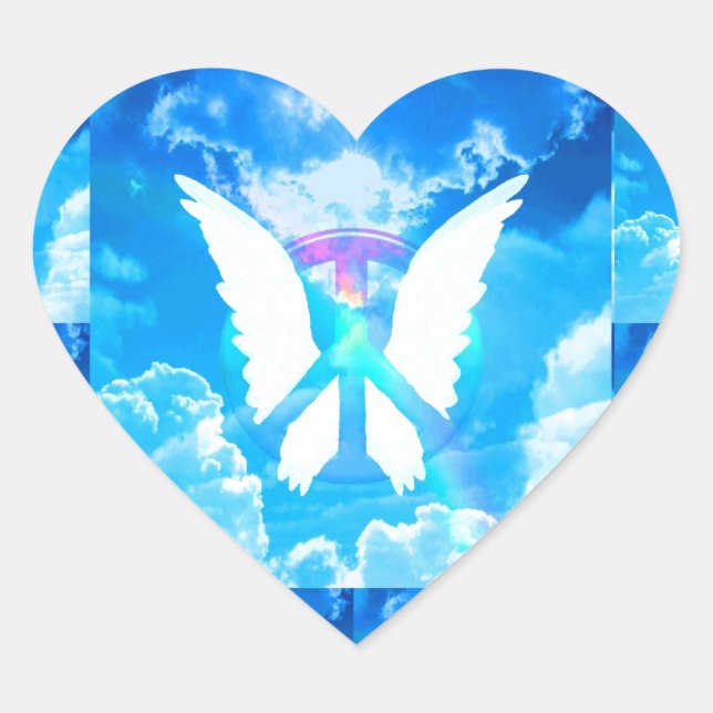 Angel Wings & Peace Herz-Aufkleber (Vorderseite)