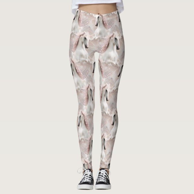 Angel Wings Pink Einhorn mit Glitzern Leggings (Vorderseite)