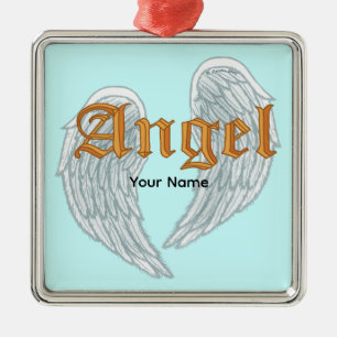 Angel Wings Quadratzoll Silbernes Ornament