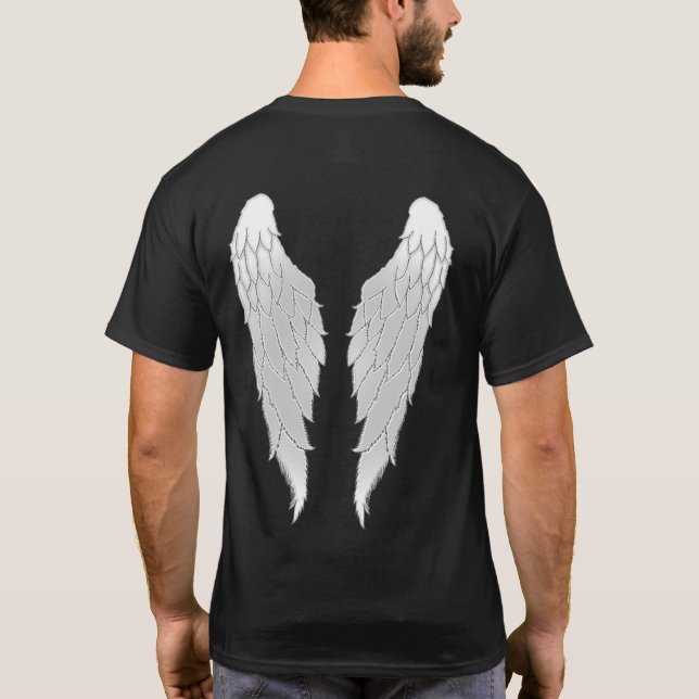 Angel Wings, Schwarze Kontur T-Shirt (Rückseite)