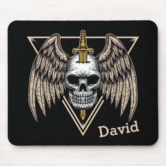 Angel Wings, Skull und Schwert Mousepad (Vorne)