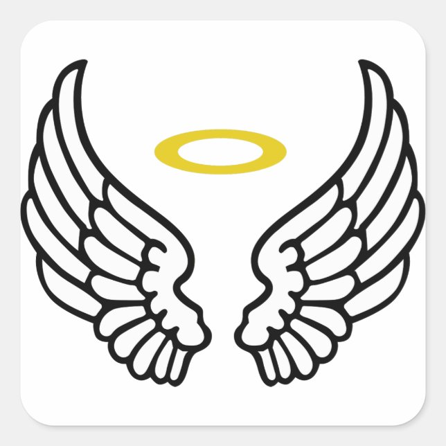 Angel Wings und Halo Quadratischer Aufkleber (Vorderseite)