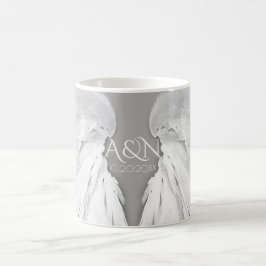 ANGEL WINGS Wedding Elegant Gray Initials Kaffeetasse