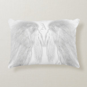 ANGEL WINGS White Custom Monogram Dekokissen