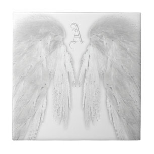 ANGEL WINGS White Custom Monogram Fliese