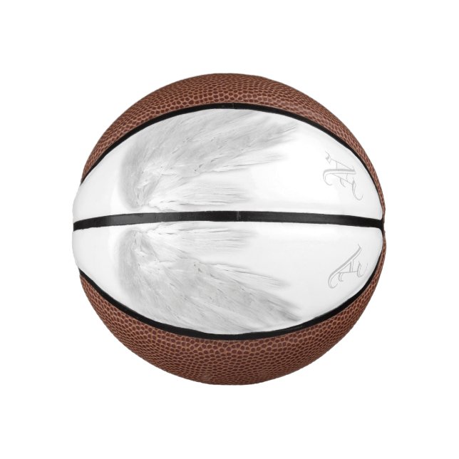 ANGEL WINGS White Custom Monogram Mini Basketball (Vorderseite)