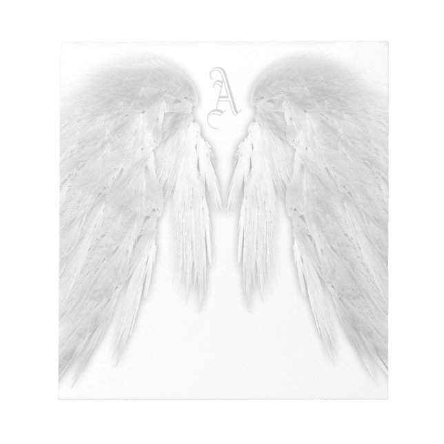 ANGEL WINGS White Custom Monogram Notizblock (Vorderseite)