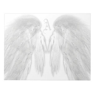 ANGEL WINGS White Custom Monogram Notizblock